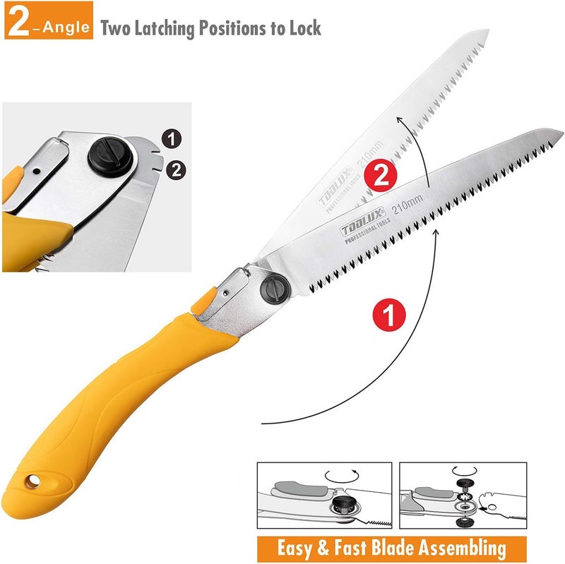Toolux 8 Inch Folding Saw, SK5 Steel Pruning Hand Saw, Camping Saw for Smooth Cutting, Camping, Gardening, Tree Pruning, Wood Cutting, Compact Design with Non-Slip Ergonomic Handle for Outdoor Use - Image 4